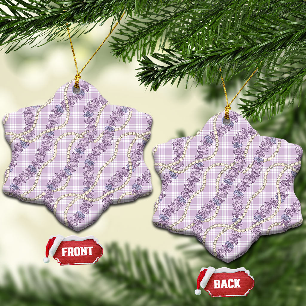 Pua Kalaunu Lei Ceramic Ornament Palaka Pattern LT01 Snow Flake Purple - Polynesian Pride