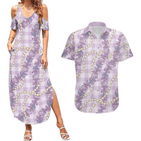 Pua Kalaunu Lei Couples Matching Summer Maxi Dress and Hawaiian Shirt Palaka Pattern