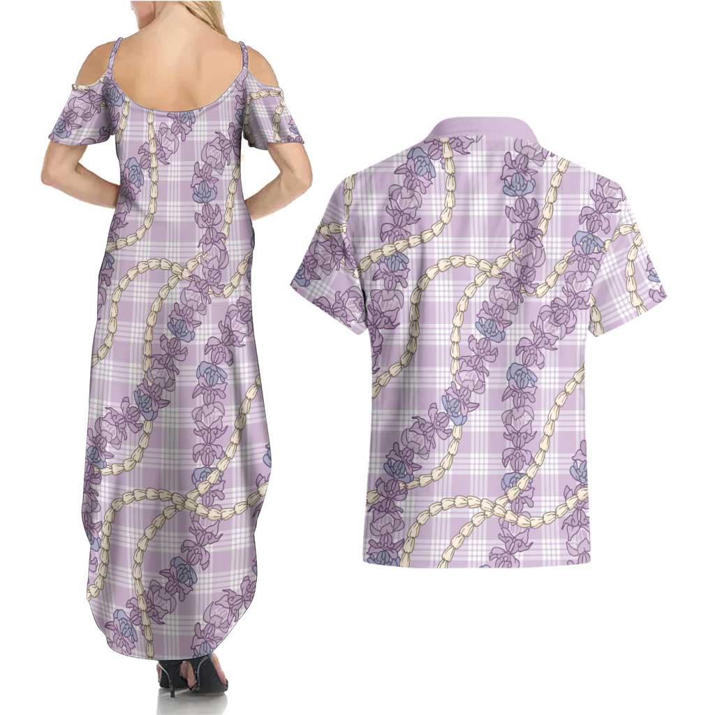Pua Kalaunu Lei Couples Matching Summer Maxi Dress and Hawaiian Shirt Palaka Pattern