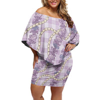 Pua Kalaunu Lei Family Matching Off Shoulder Short Dress and Hawaiian Shirt Palaka Pattern