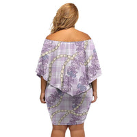 Pua Kalaunu Lei Family Matching Off Shoulder Short Dress and Hawaiian Shirt Palaka Pattern