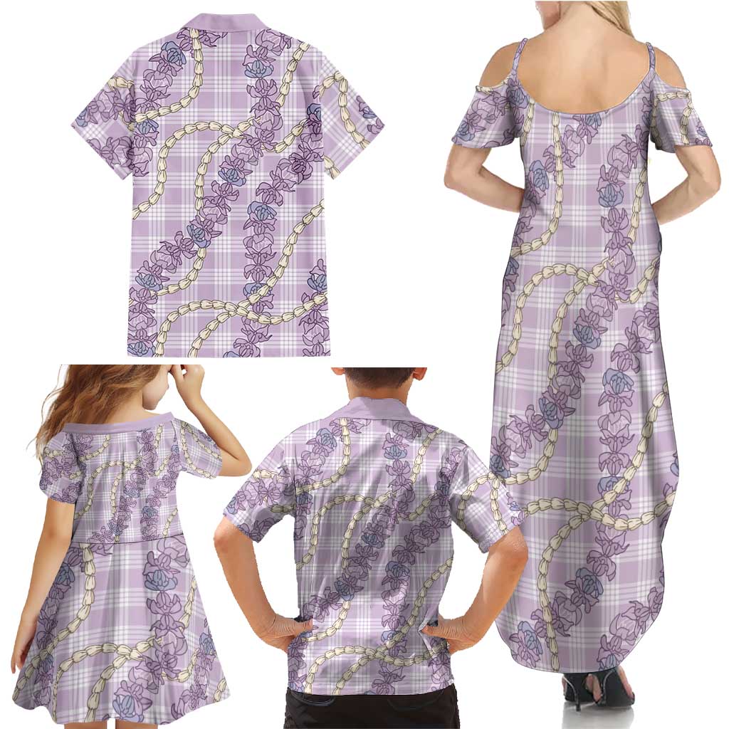 Pua Kalaunu Lei Family Matching Summer Maxi Dress and Hawaiian Shirt Palaka Pattern