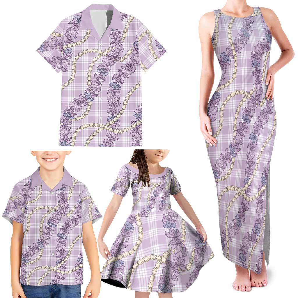 Pua Kalaunu Lei Family Matching Tank Maxi Dress and Hawaiian Shirt Palaka Pattern