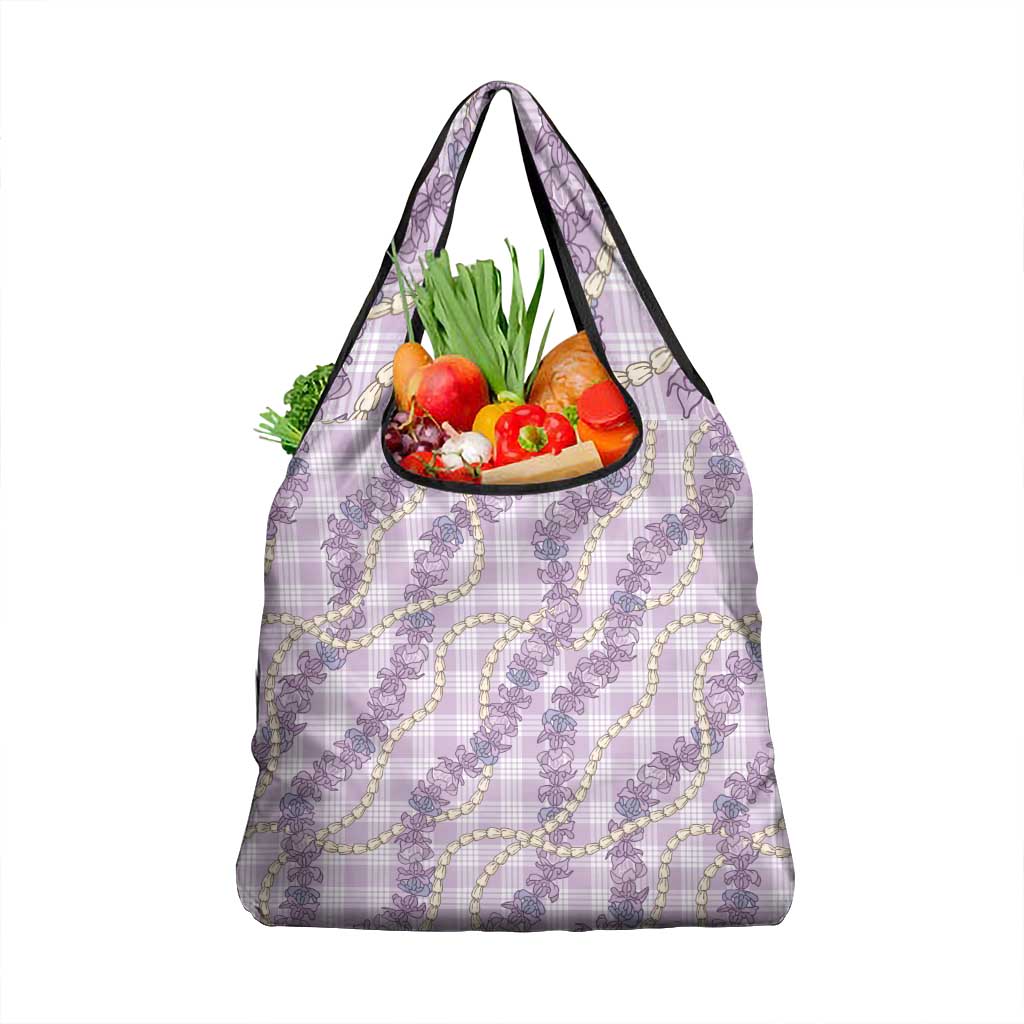 Pua Kalaunu Lei Grocery Bag Palaka Pattern LT01 1-pack One Size Purple - Polynesian Pride