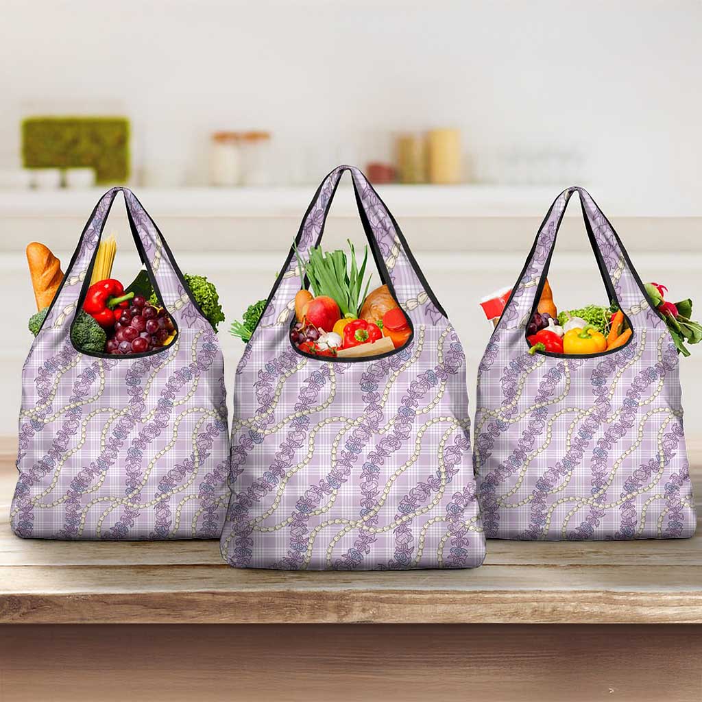 Pua Kalaunu Lei Grocery Bag Palaka Pattern