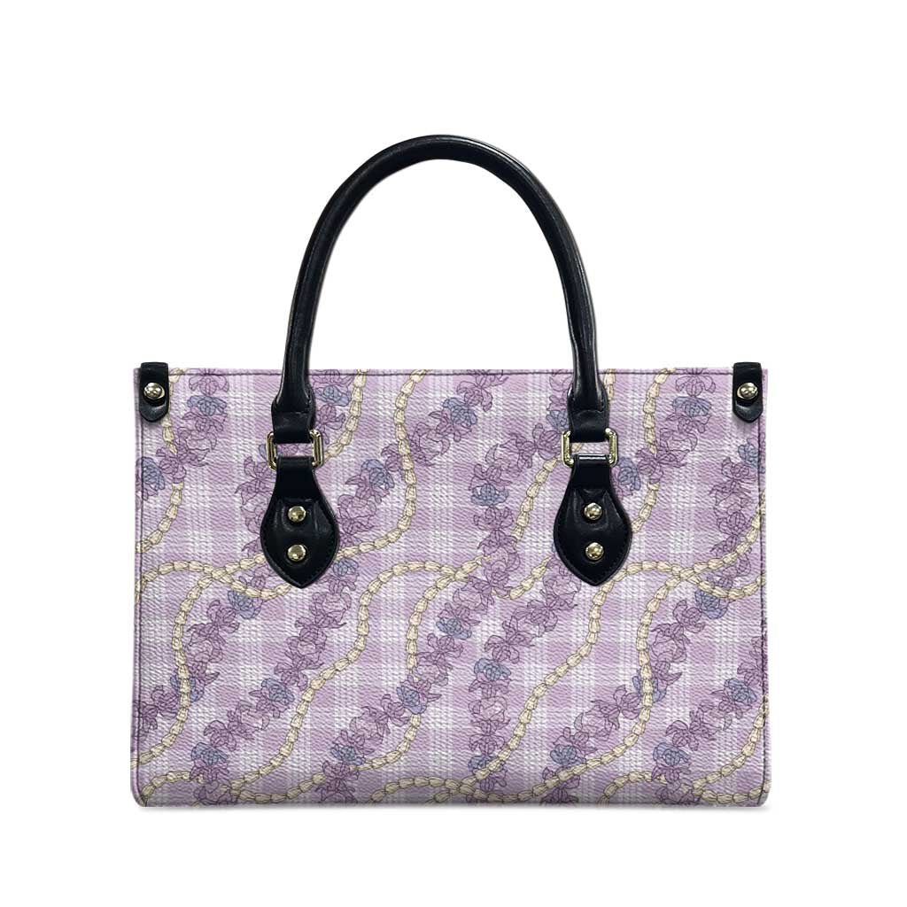 Pua Kalaunu Lei Leather Bag Palaka Pattern