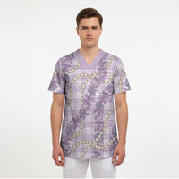 Pua Kalaunu Lei Scrub Top Palaka Pattern