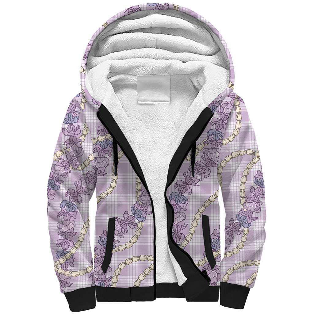 Pua Kalaunu Lei Sherpa Hoodie Palaka Pattern