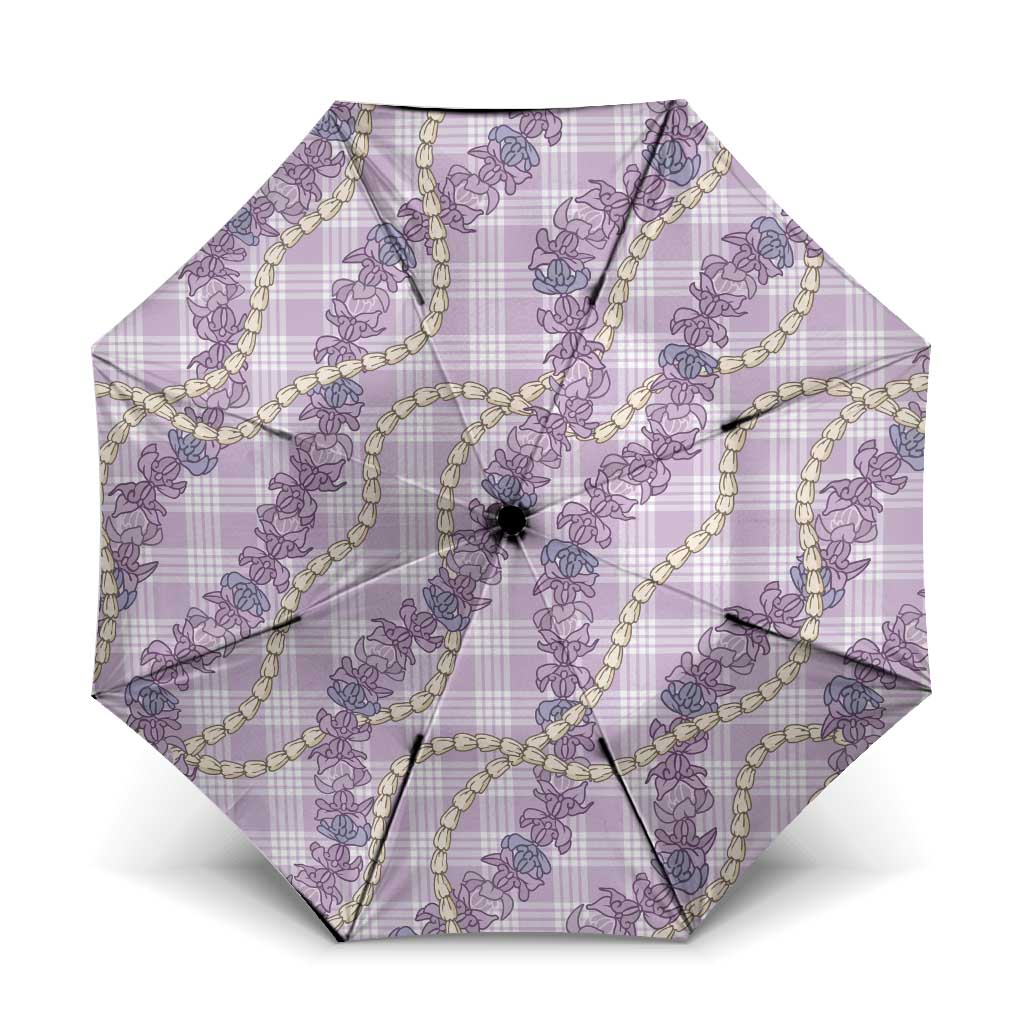 Pua Kalaunu Lei Umbrella Palaka Pattern LT01 One Size Folded 11.42 inch Opened Diameter 37.4 inch Purple - Polynesian Pride