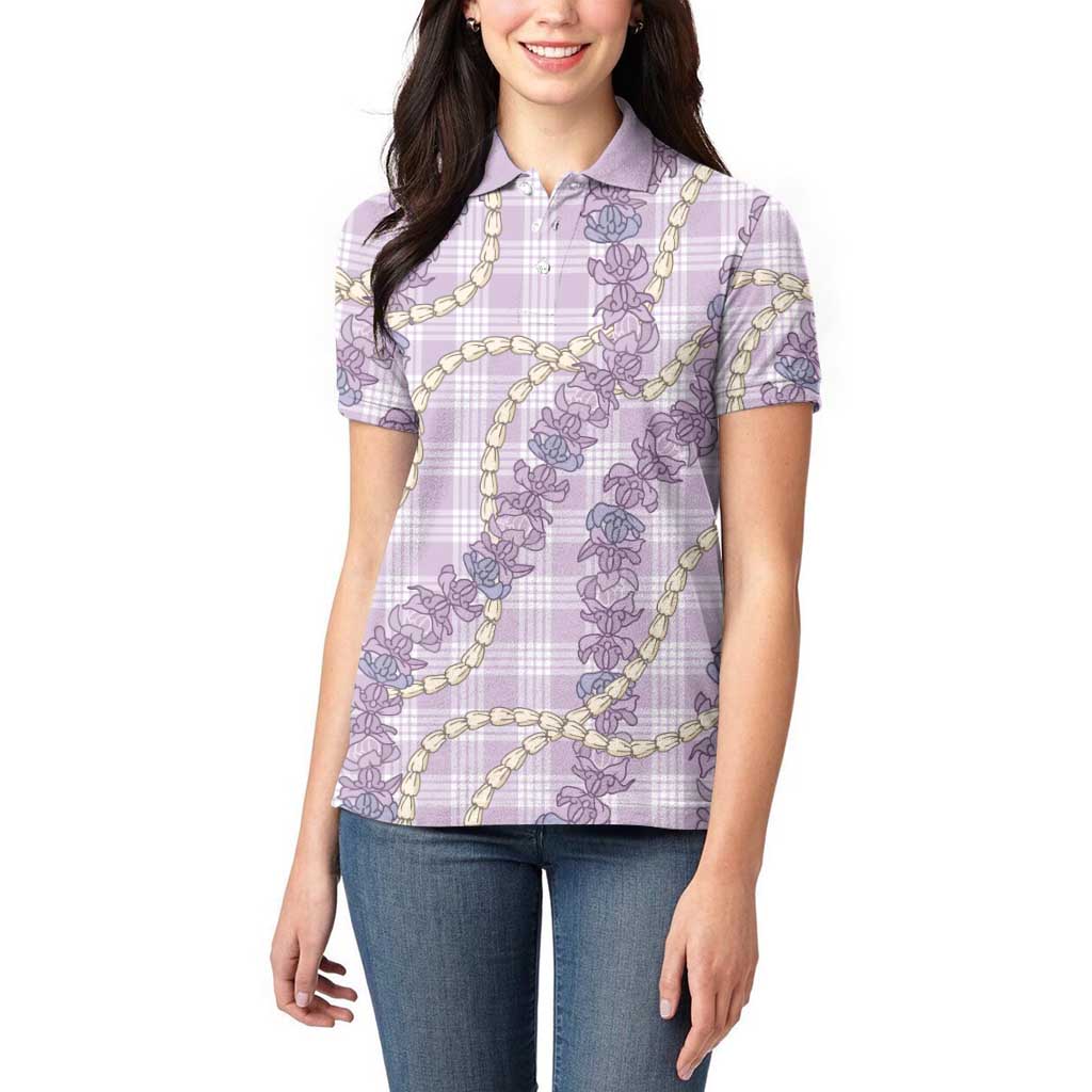 Pua Kalaunu Lei Women Polo Shirt Palaka Pattern