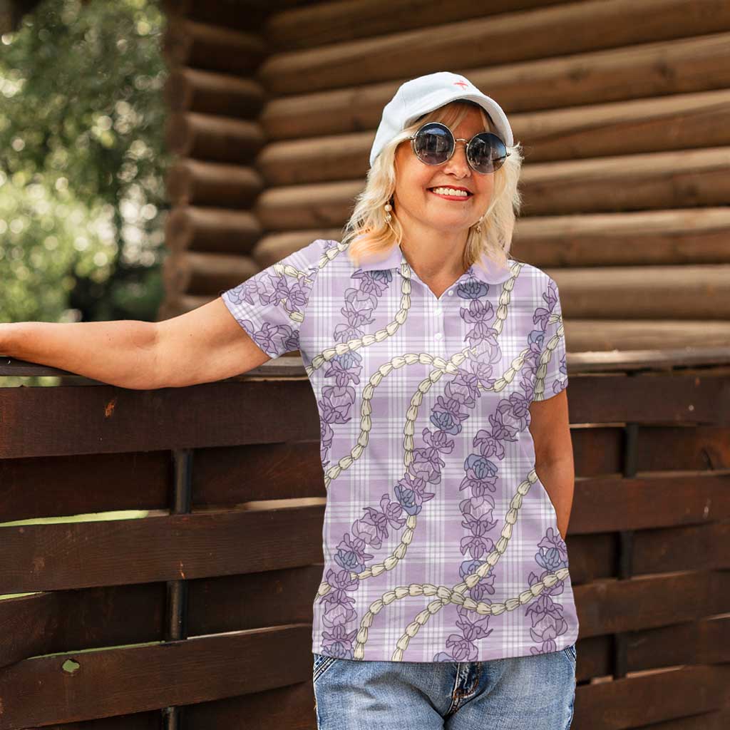 Pua Kalaunu Lei Women Polo Shirt Palaka Pattern