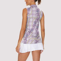 Pua Kalaunu Lei Women Sleeveless Polo Shirt Palaka Pattern