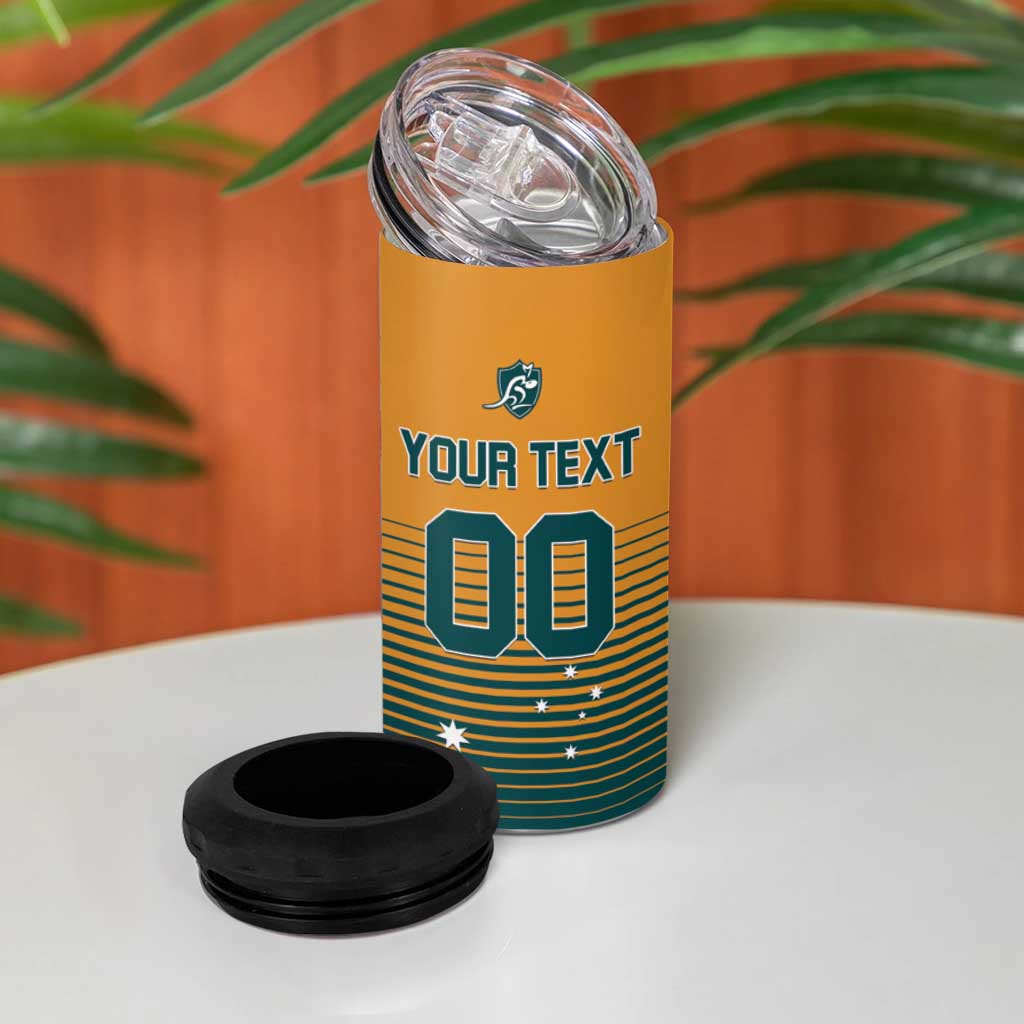 Custom Rugby Australia 4 in 1 Can Cooler Tumbler Junior Wallabies Go Champions