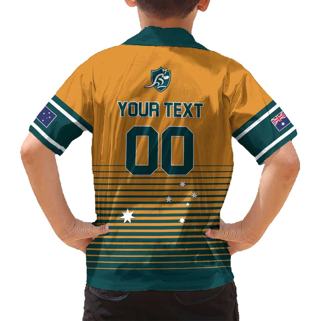 Custom Rugby Australia Family Matching Long Sleeve Bodycon Dress and Hawaiian Shirt Junior Wallabies Go Champions LT01 - Polynesian Pride