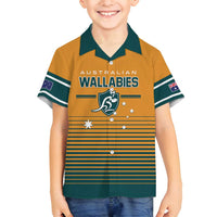 Custom Rugby Australia Family Matching Long Sleeve Bodycon Dress and Hawaiian Shirt Junior Wallabies Go Champions LT01 Son's Shirt Yellow - Polynesian Pride