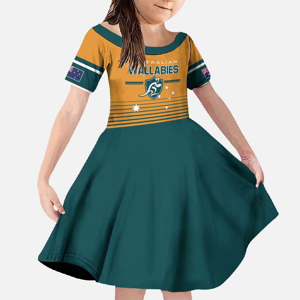 Custom Rugby Australia Family Matching Mermaid Dress and Hawaiian Shirt Junior Wallabies Go Champions