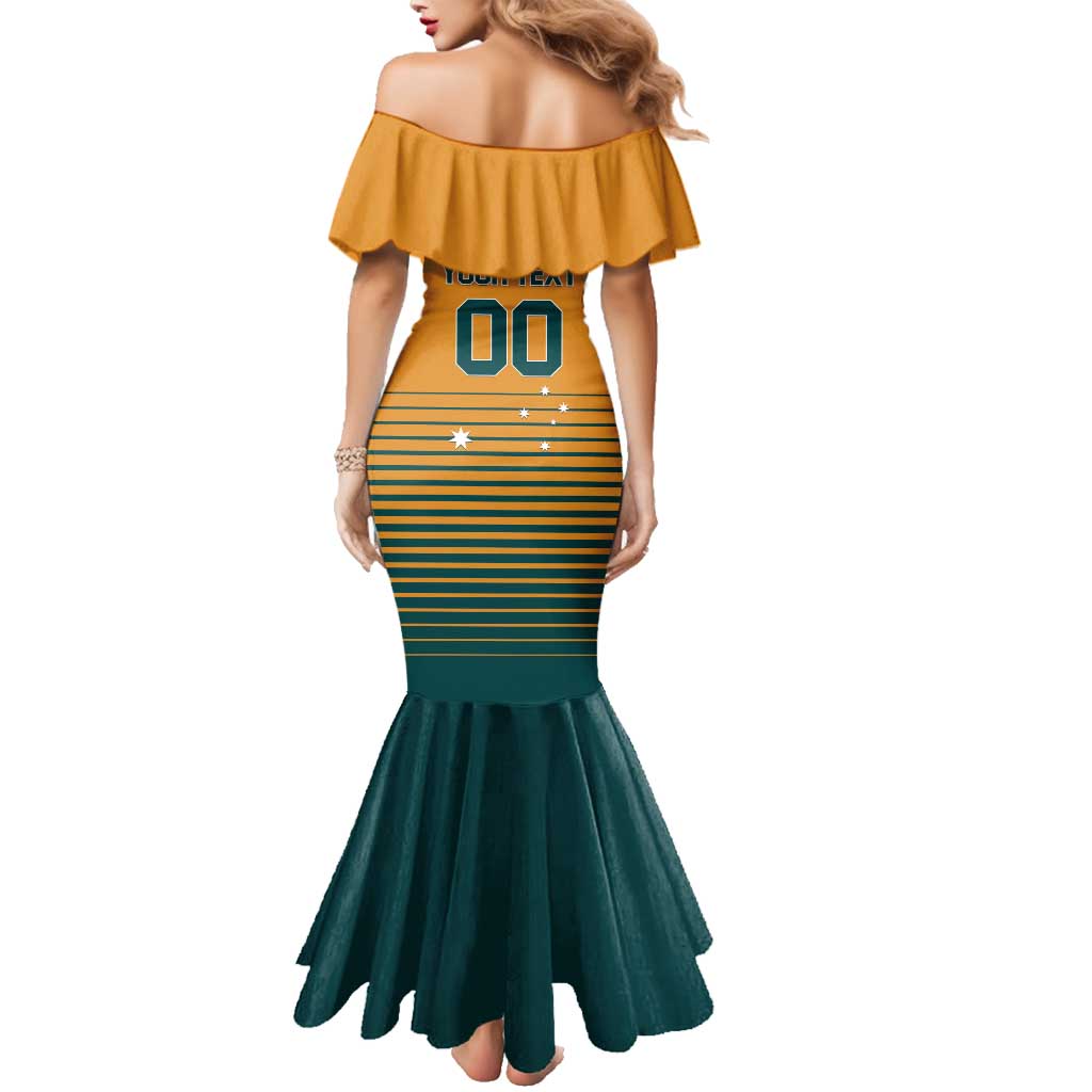 Custom Rugby Australia Family Matching Mermaid Dress and Hawaiian Shirt Junior Wallabies Go Champions