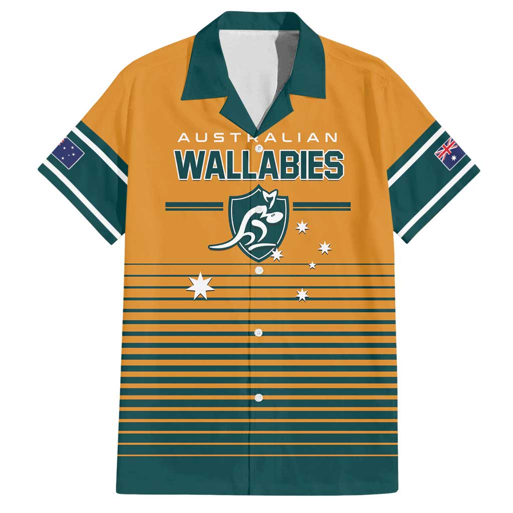 Custom Rugby Australia Family Matching Off Shoulder Short Dress and Hawaiian Shirt Junior Wallabies Go Champions