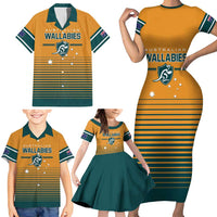 Custom Rugby Australia Family Matching Short Sleeve Bodycon Dress and Hawaiian Shirt Junior Wallabies Go Champions LT01 - Polynesian Pride