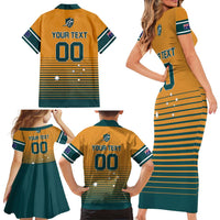 Custom Rugby Australia Family Matching Short Sleeve Bodycon Dress and Hawaiian Shirt Junior Wallabies Go Champions LT01 - Polynesian Pride