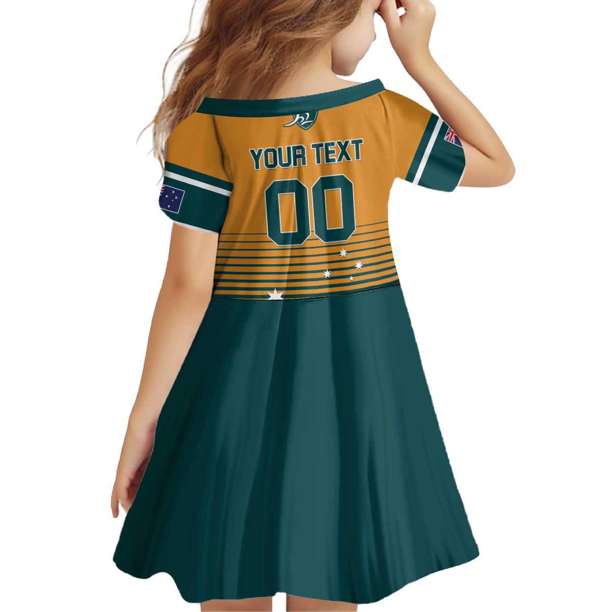 Custom Rugby Australia Kid Short Sleeve Dress Junior Wallabies Go Champions
