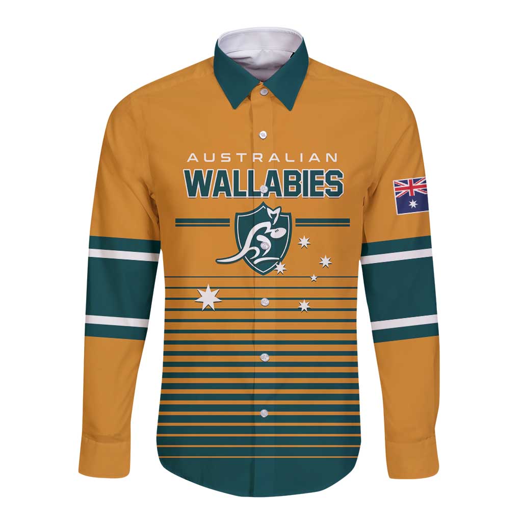Custom Rugby Australia Long Sleeve Button Shirt Junior Wallabies Go Champions
