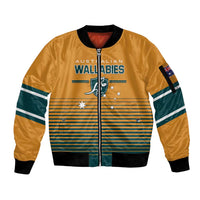Custom Rugby Australia Sleeve Zip Bomber Jacket Junior Wallabies Go Champions
