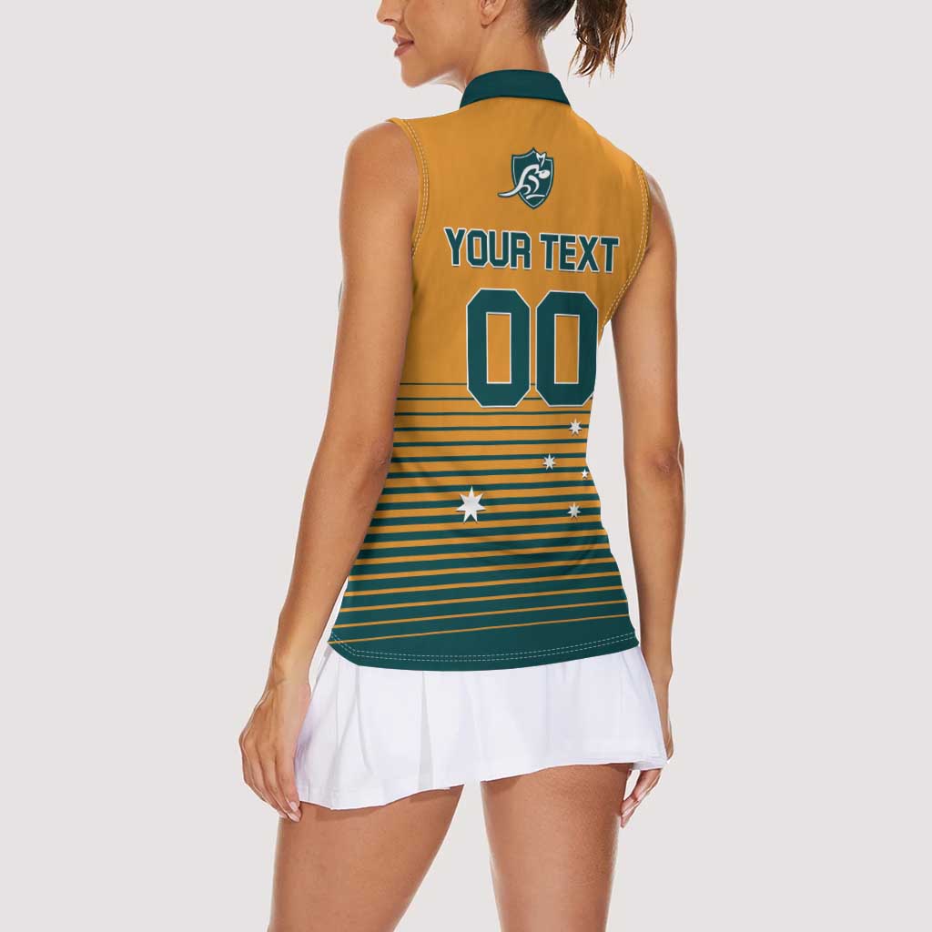 Custom Rugby Australia Women Sleeveless Polo Shirt Junior Wallabies Go Champions
