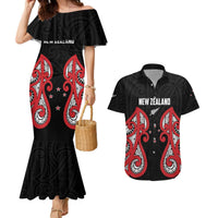 Custom Rugby New Zealand Couples Matching Mermaid Dress and Hawaiian Shirt Baby Black Go Champions LT01 Black - Polynesian Pride