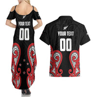 Custom Rugby New Zealand Couples Matching Summer Maxi Dress and Hawaiian Shirt Baby Black Go Champions LT01 - Polynesian Pride