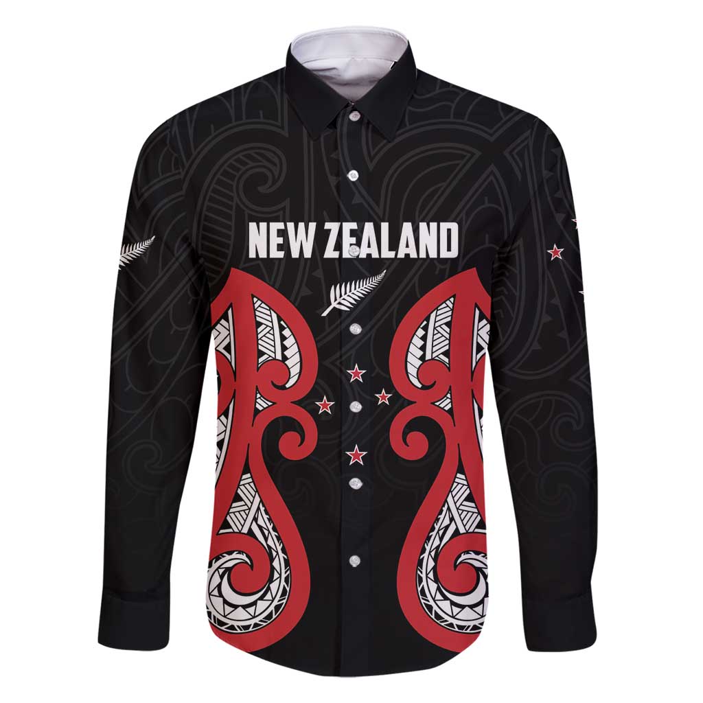 Custom Rugby New Zealand Family Matching Long Sleeve Bodycon Dress and Hawaiian Shirt Baby Black Go Champions LT01 Dad's Shirt - Long Sleeve Black - Polynesian Pride