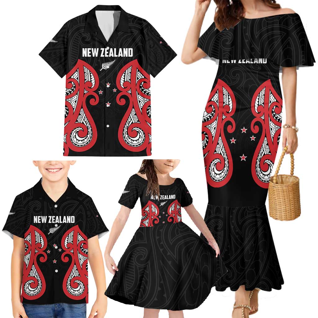 Custom Rugby New Zealand Family Matching Mermaid Dress and Hawaiian Shirt Baby Black Go Champions LT01 - Polynesian Pride