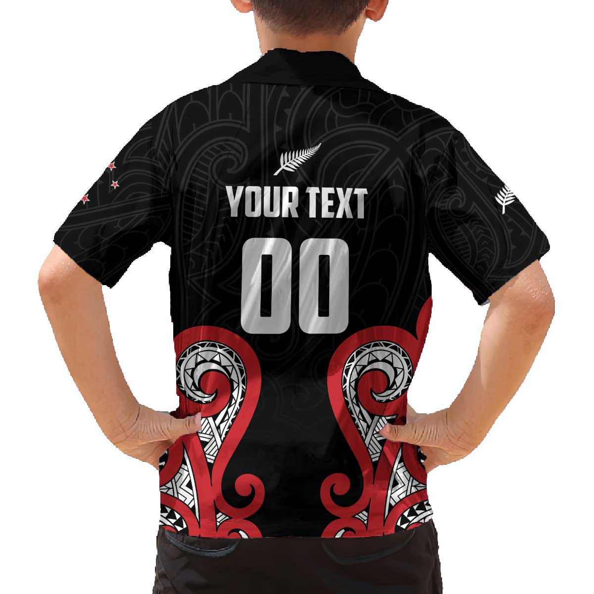Custom Rugby New Zealand Family Matching Off The Shoulder Long Sleeve Dress and Hawaiian Shirt Baby Black Go Champions LT01 - Polynesian Pride