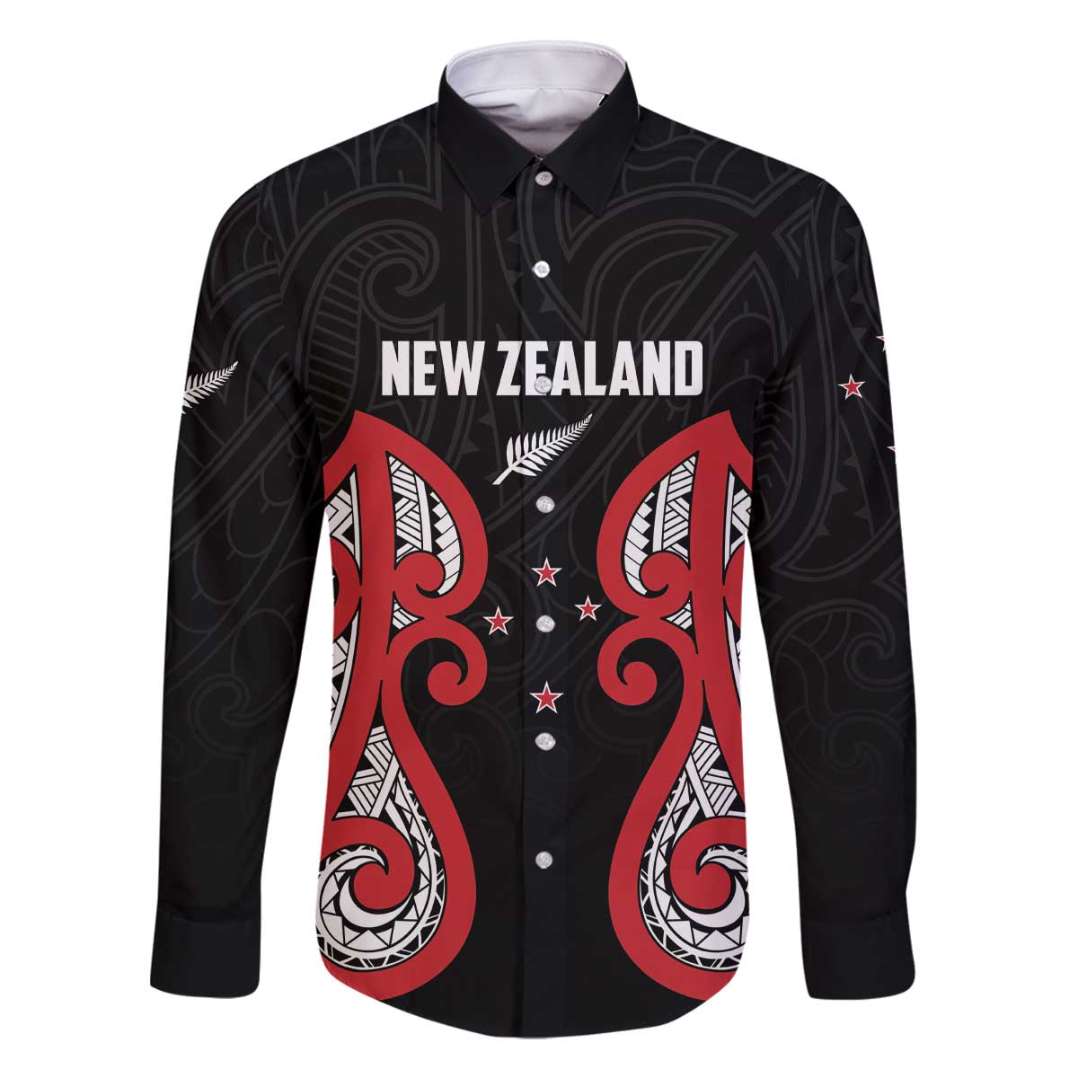 Custom Rugby New Zealand Family Matching Off The Shoulder Long Sleeve Dress and Hawaiian Shirt Baby Black Go Champions LT01 Dad's Shirt - Long Sleeve Black - Polynesian Pride