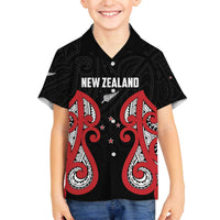 Custom Rugby New Zealand Family Matching Off The Shoulder Long Sleeve Dress and Hawaiian Shirt Baby Black Go Champions LT01 Son's Shirt Black - Polynesian Pride