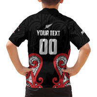 Custom Rugby New Zealand Family Matching Off Shoulder Maxi Dress and Hawaiian Shirt Baby Black Go Champions LT01 - Polynesian Pride