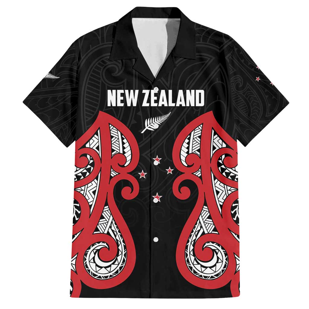Custom Rugby New Zealand Family Matching Off Shoulder Short Dress and Hawaiian Shirt Baby Black Go Champions LT01 Dad's Shirt - Short Sleeve Black - Polynesian Pride