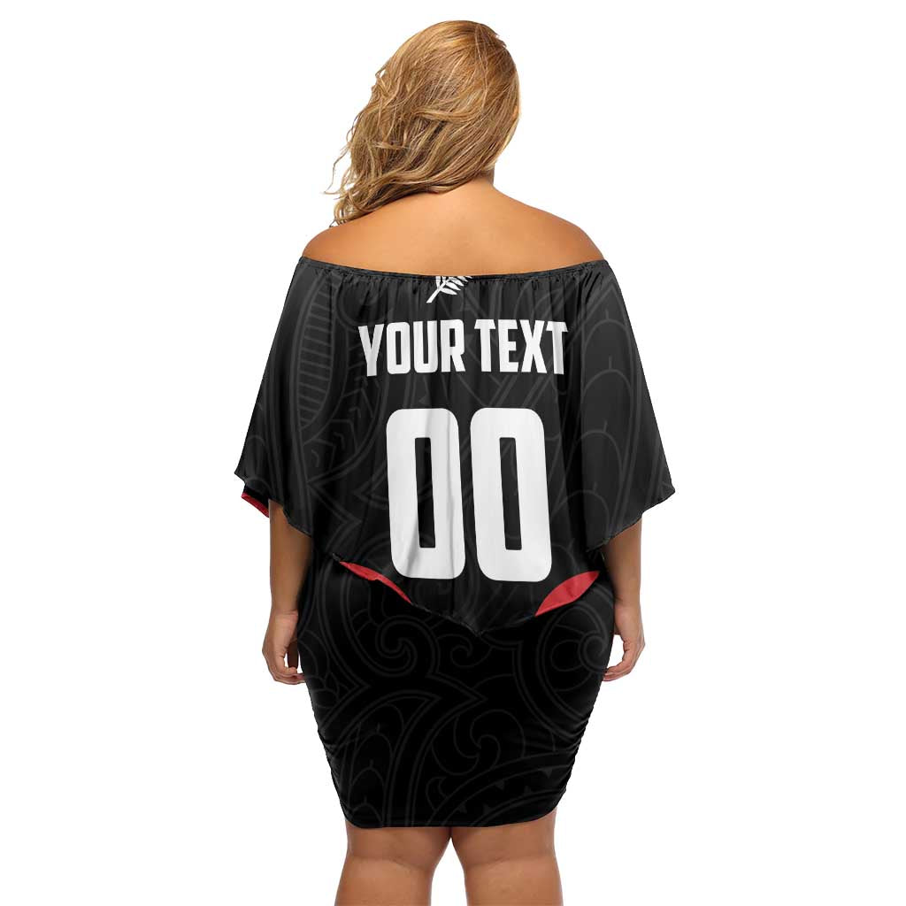 Custom Rugby New Zealand Family Matching Off Shoulder Short Dress and Hawaiian Shirt Baby Black Go Champions LT01 - Polynesian Pride