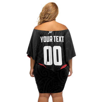Custom Rugby New Zealand Family Matching Off Shoulder Short Dress and Hawaiian Shirt Baby Black Go Champions LT01 - Polynesian Pride