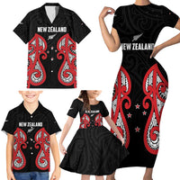 Custom Rugby New Zealand Family Matching Short Sleeve Bodycon Dress and Hawaiian Shirt Baby Black Go Champions LT01 - Polynesian Pride