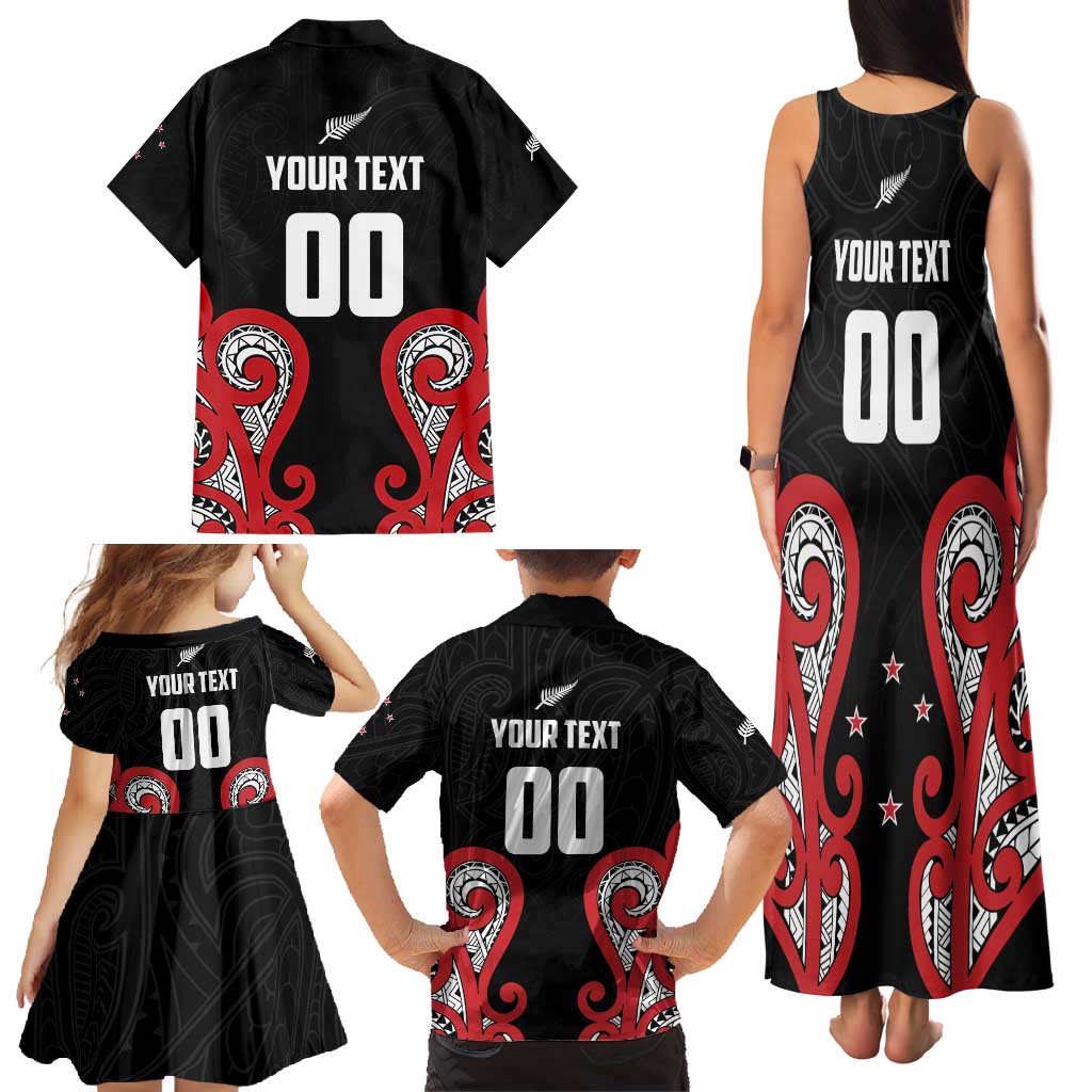 Custom Rugby New Zealand Family Matching Tank Maxi Dress and Hawaiian Shirt Baby Black Go Champions LT01 - Polynesian Pride