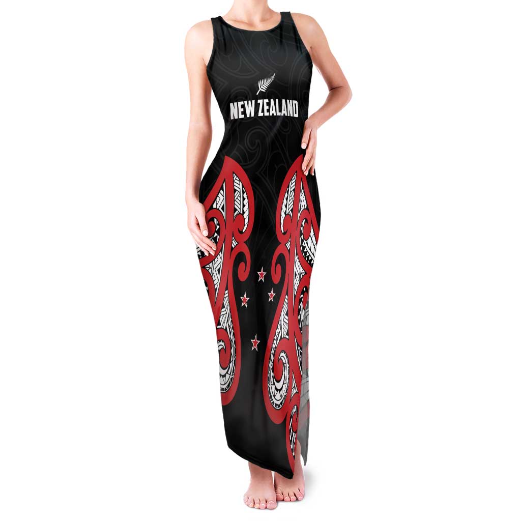 Custom Rugby New Zealand Family Matching Tank Maxi Dress and Hawaiian Shirt Baby Black Go Champions LT01 Mom's Dress Black - Polynesian Pride