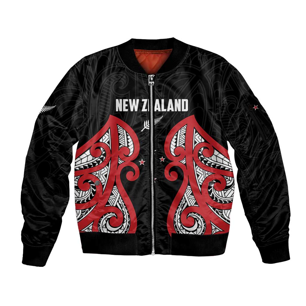 Custom Rugby New Zealand Sleeve Zip Bomber Jacket Baby Black Go Champions