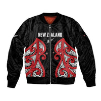 Custom Rugby New Zealand Sleeve Zip Bomber Jacket Baby Black Go Champions
