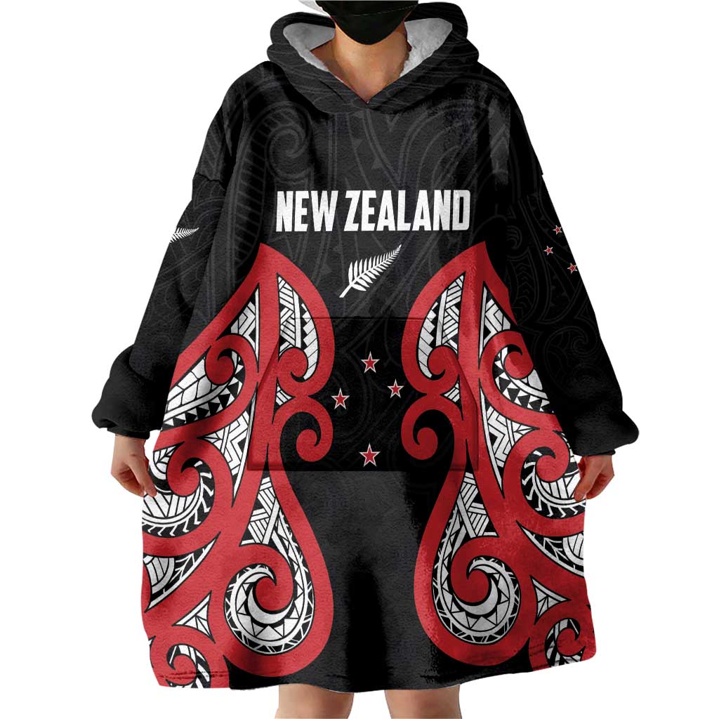 Custom Rugby New Zealand Wearable Blanket Hoodie Baby Black Go Champions