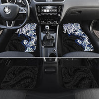 Monstera Plumeria Flowers Blue Car Mats Polynesian Pattern