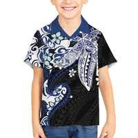 Monstera Plumeria Flowers Blue Family Matching Off Shoulder Maxi Dress and Hawaiian Shirt Polynesian Pattern