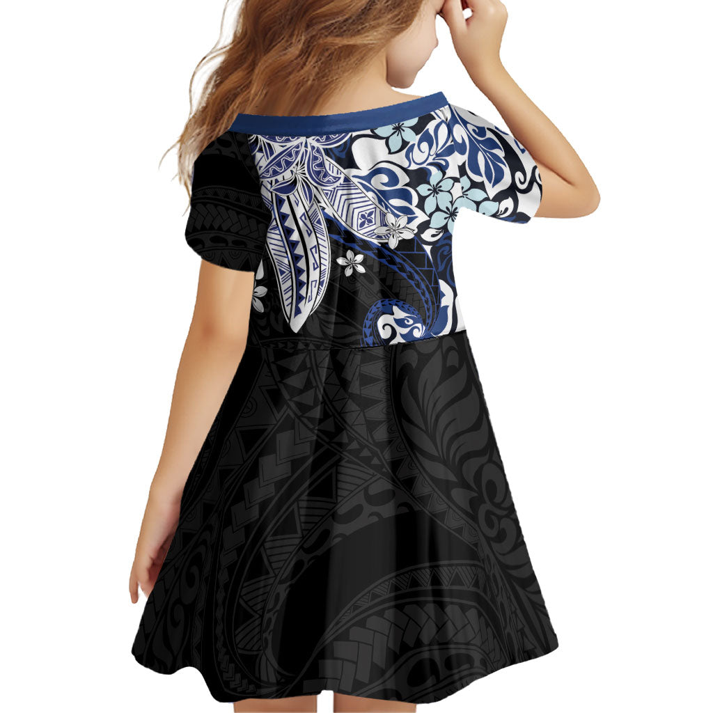 Monstera Plumeria Flowers Blue Family Matching Off Shoulder Short Dress and Hawaiian Shirt Polynesian Pattern