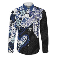 Monstera Plumeria Flowers Blue Family Matching Off Shoulder Short Dress and Hawaiian Shirt Polynesian Pattern