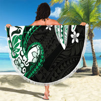 Monstera Plumeria Flowers Green Beach Blanket Polynesian Pattern